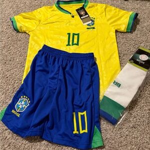 Yellow and Blue Soccer Youth Jersey Set-Neymar Jr